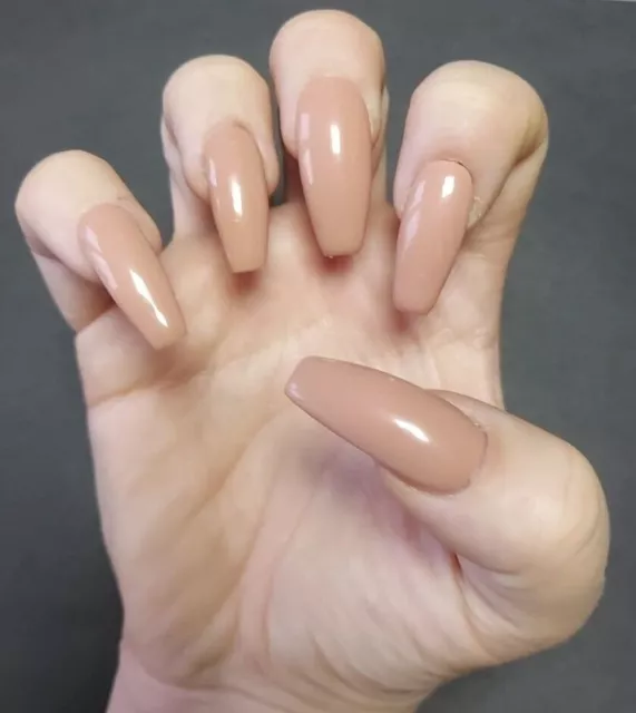 24 Deep Nude False Nails UV Gel Press On False Nails Coffin Stiletto Square Oval