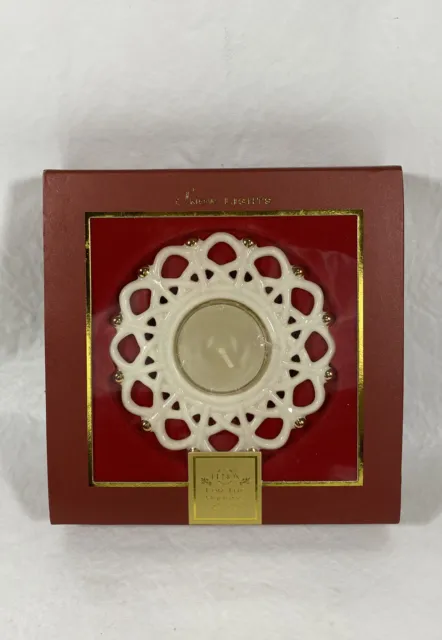 Lenox Snow Lights Shimmer Snowflake Tea Light Candle Holder Porcelain Orig Box
