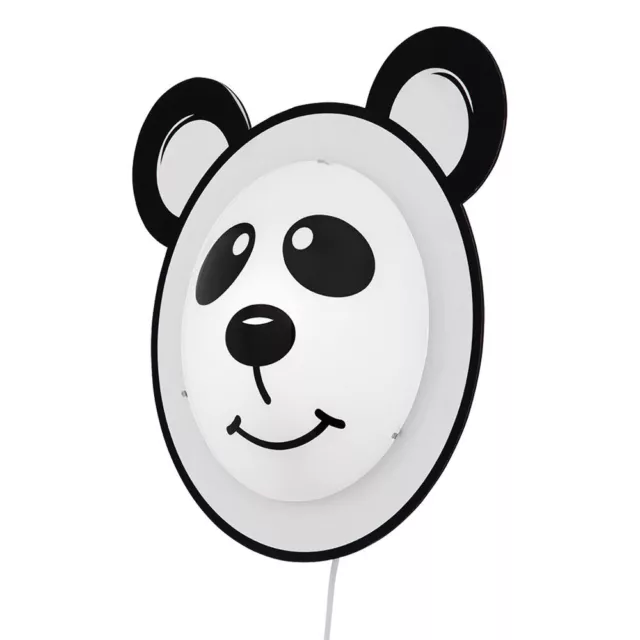 Panda Design Wand Lampe Jungen Mädchen Kinder Zimmer Schalter Nachtlicht Glas 2