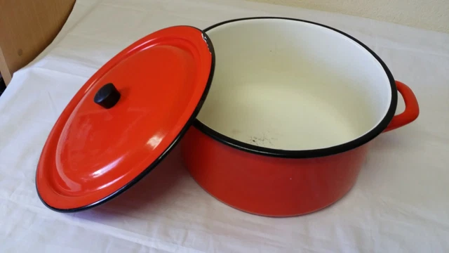 Silit 2102297055 Faitout Haut avec Couvercle, Émail, Rouge, 16 cm - Maison