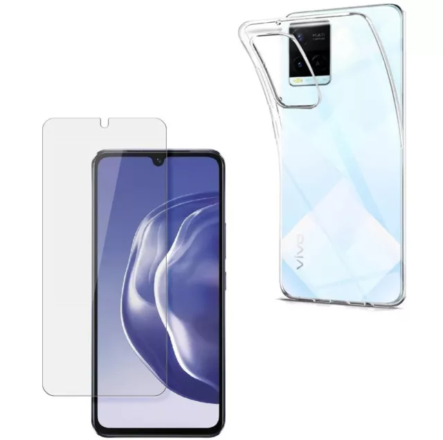 For VIVO Y21T CASE + TEMPERED GLASS SCREEN PROTECTOR CLEAR SHOCKPROOF COVER