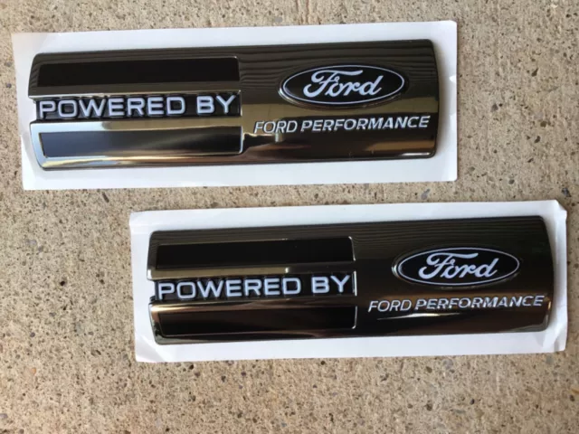 Black Chrome Powered By Ford Performance 2 Emblem Set - Mustang Cobra Shelby Svt