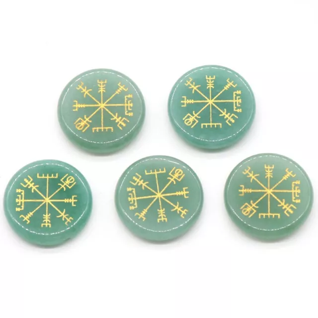 10pcs 25x6mm Natural Green Aventurine Stone 7 Chakra Symbol Healing Reiki Stone