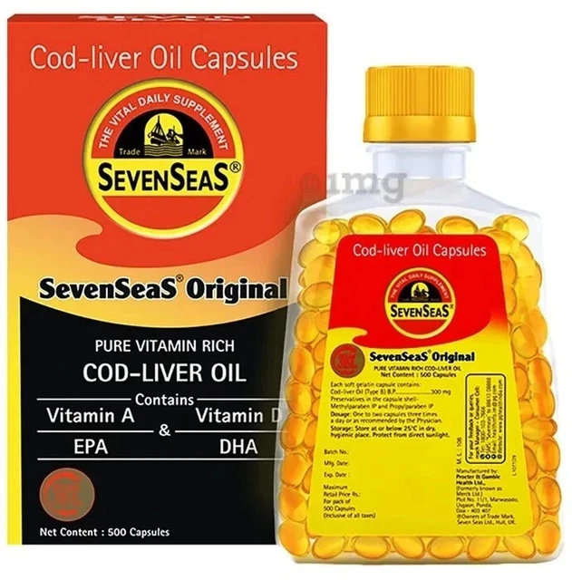 SEVEN SEAS COD Liver Fish Oil - 500 Capsules Vitamin A and D Omega3 £41 ...