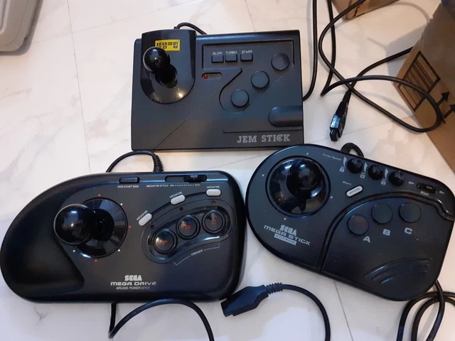 Lot 3 Joysticks Arcade Megadrive Sega Power stick Asciiware power stick Jem