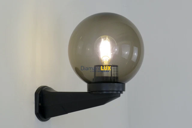 Lampada Da Parete Esterno Sovil A Braccio Con Globo Sferico, 20 Cm, IP43, Portalampada E27, Max 60W, Nuova