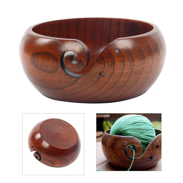 Wooden Yarn Bowl Hand Made With Sheesham Wood For Knitting And Crochet handmade