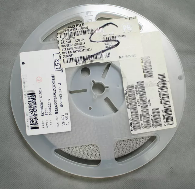 Bobina Di 4000 KOA Speer RK73B3ATTE152J 1.5 Kohm ±5% 1W Chip Resistore 2512