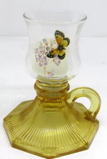 Butterfly Bouquet Glass Candle Holder, by L.E. Smith.