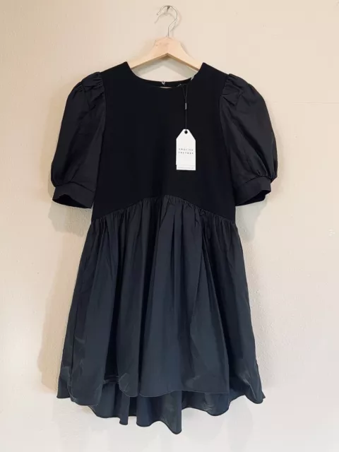 NWT English Factory Size Small Knit High Low Hem Babydoll Women Black Mini Dress