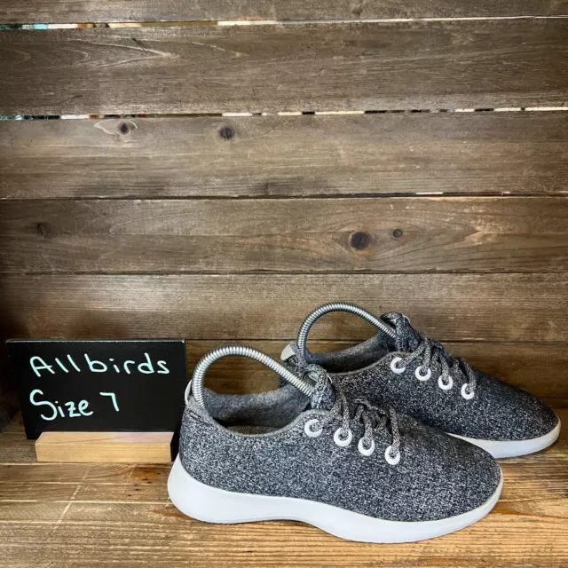 Womens Allbirds Wool Runners Gray Lace Up Athletic Shoes Sneakers Size 7 M GUC