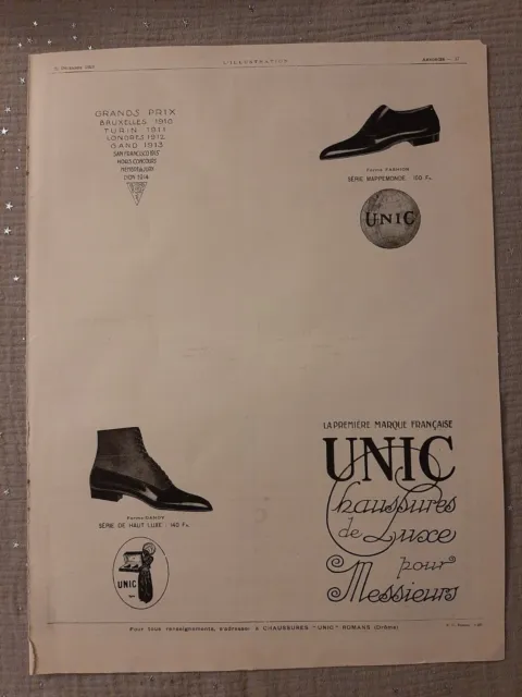 Publicité de presse ancienne Chaussure Unic de 1923 - Old paper advertisement