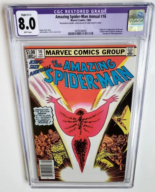 Amazing Spider-Man Annual #16 Cgc 8.0 (C-1) +1St New Captain Marvel+ *Newsstand*