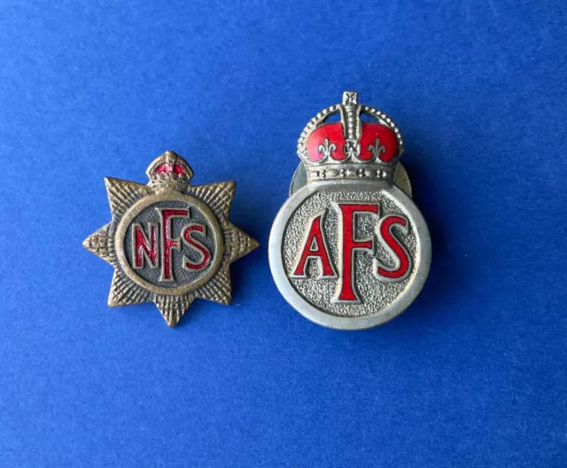 Vintage national and auxiliary fire service Pin & lapel badges military AFS nfs