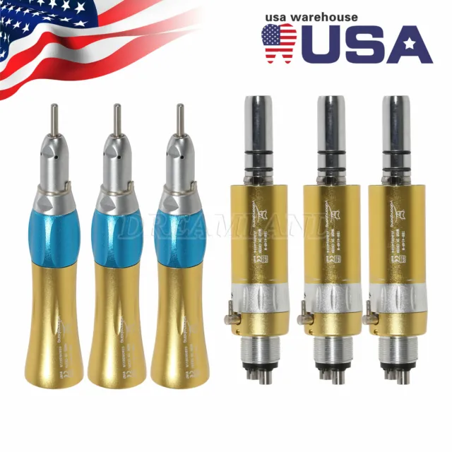 3Kit Dental Slow Low Speed Straight Nose Cone &4Hole Air Motor Micromotor E-type