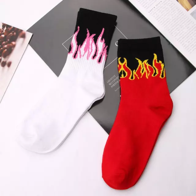 Fashion Hip Hop Comfortable Cotton Middle Tube Socks Flame Pattern Socks