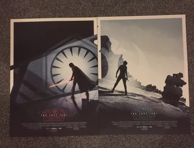 2 X Star Wars The Last Jedi Odeon Premiere Posters Set Limited Edition A3