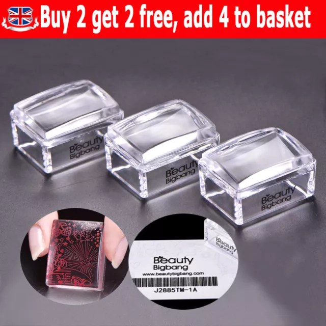 Clear Silicone Nail Art Jelly Stamping Stamper + Scraper Plate Manicure Tool UK