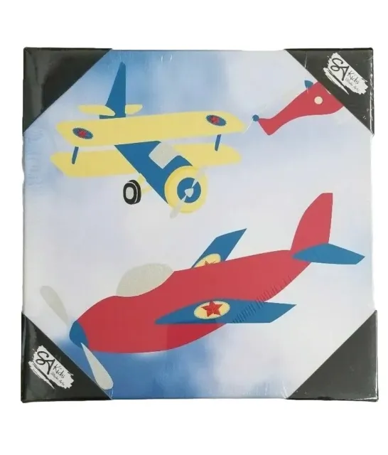 Canvas Airplane Wall Art Print  Hanging Picture 12x 12 Red Blue SA Studio Arts