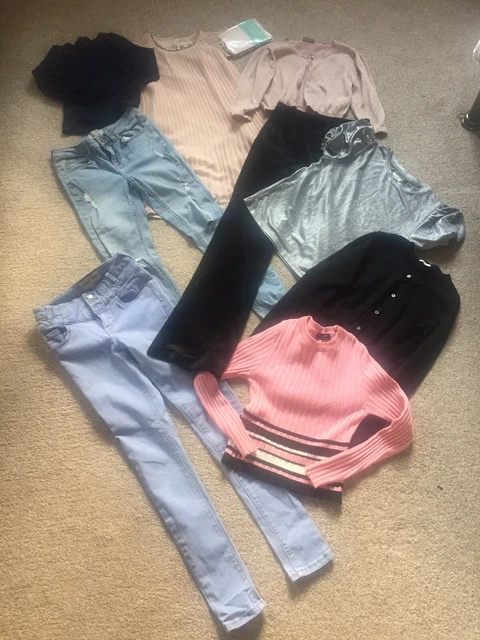 Girls Autumn Bundle Age 10/12 Years Next, New Look 8 Items 4 Sets Jeans, Tops
