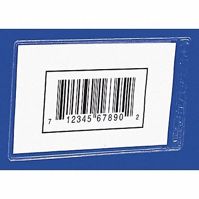 Label Holder: 5 in x 3 in, Clear, Slide-In, 25 Label Holders, Self-Adhesive,