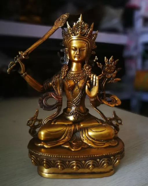 Antique Copper Bronze Manjushri Bodhisattva Kwan-yin Buddha Vajra Statues