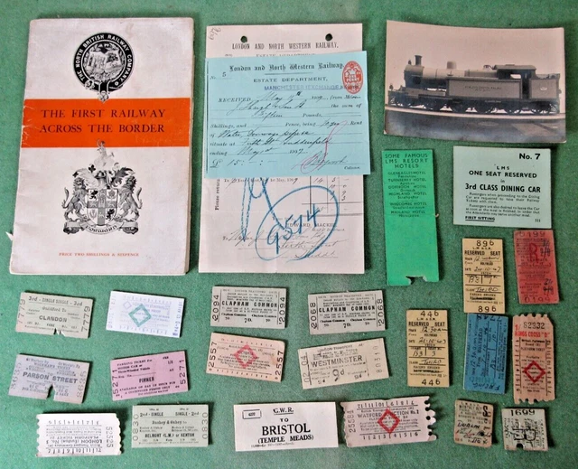 1941 RAILWAY ephemera BUNDLE vintage LNWR tickets GWR and SR job lot LMS Y126