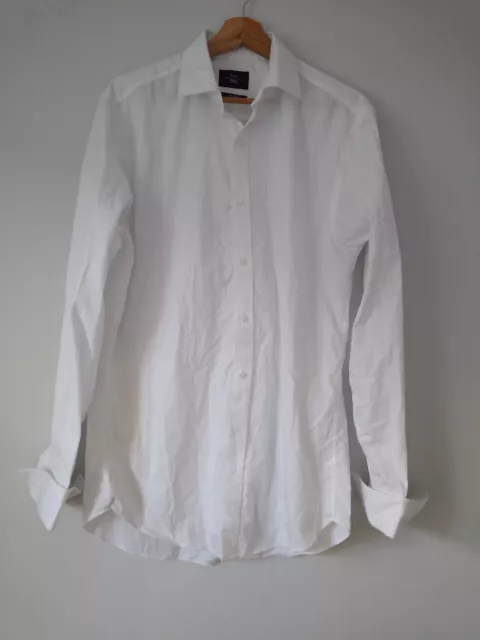 Moss Mens Cream Regular Fit Pre-Owned Shirt Size 15.5