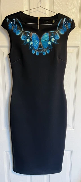 TED BAKER ASHEY Butterfly Collective Necklace Dress Black Size 2