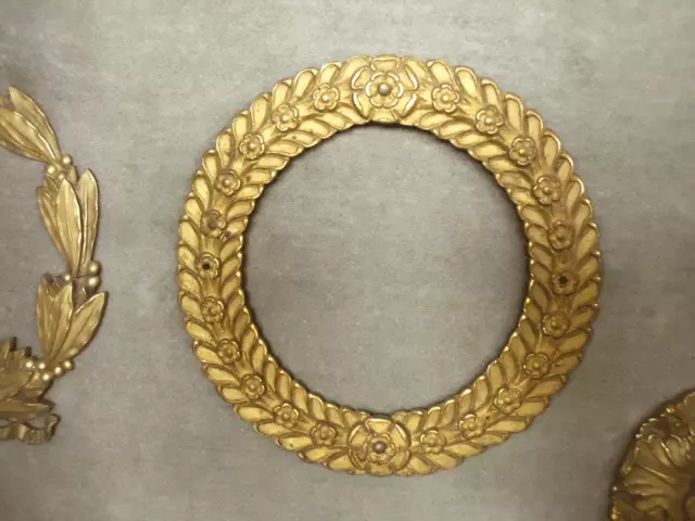 Verzierung Kaminuhr antik  Applikation Messing Ring Rarität Antik vergoldet