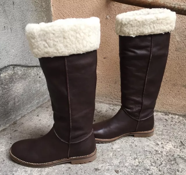 Destockage Neuf Bottes Marque Maria Jaen Cuir Marron Fourre @ T 35 @ 109€ @ N454