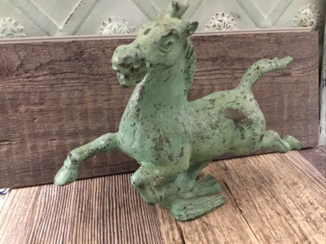 Farmhouse Green Vintage Cast Iron Horse Hong Kong Chippy figural Gansu