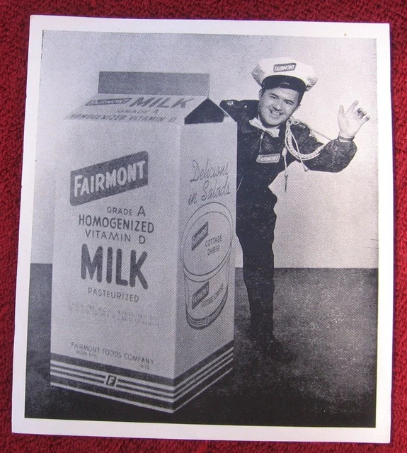 1950's Fairmont Milk Advertising Green Bay Wi "Major Eddie 4 ft. 1 in. tall" ~kk