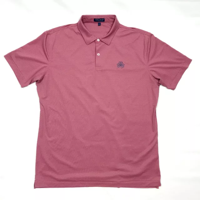 Peter Millar Crown Crafted Pink Geometric Short Sleeve Golf Polo Shirt Mens L