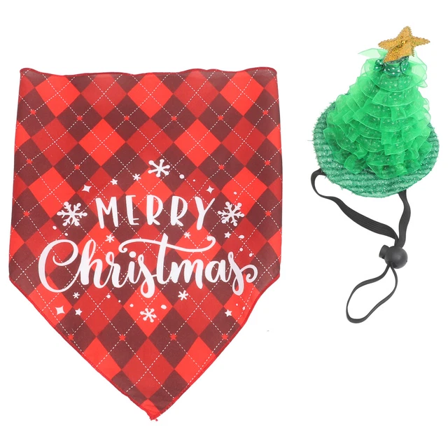 1 Juego Mascota Gorro de Navidad y Bandana, Cabecero Ligero Perro,