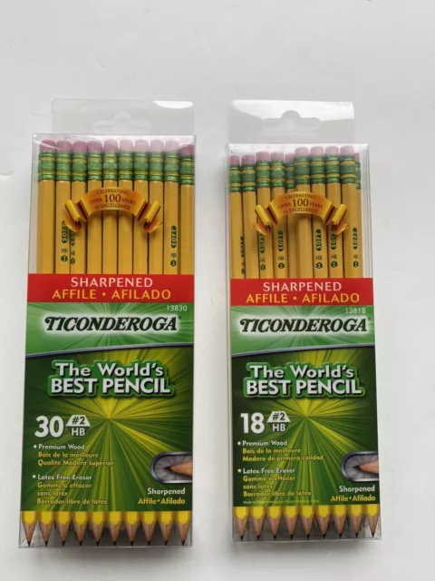 TICONDEROGA Pencils Wood-Cased Pre-Sharpened Graphite #2 HB Soft Yellow - 43pc