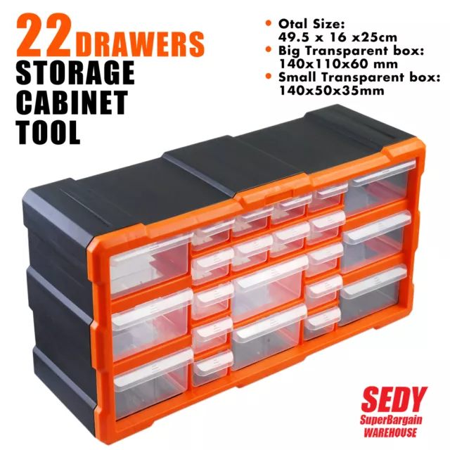 New 22 Drawers Storage Cabinet Tool Box Chest Case Plastic Organiser Toolbox Bin