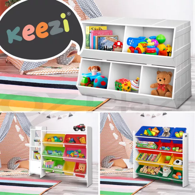 Keezi Kids Toy Box Bookshelf Storage Bookcase Drawer Bins Organiser Display