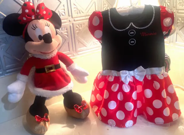 Baby Disney Minnie Mouse Dress Size 18 MO. & Large Minnie Mouse Christmas Plush