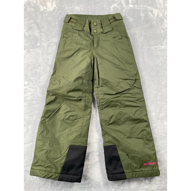 Columbia Snow Pants Girls 6 6X Surplus Green Hot Pink Omni Tech Bugaboo SF8186