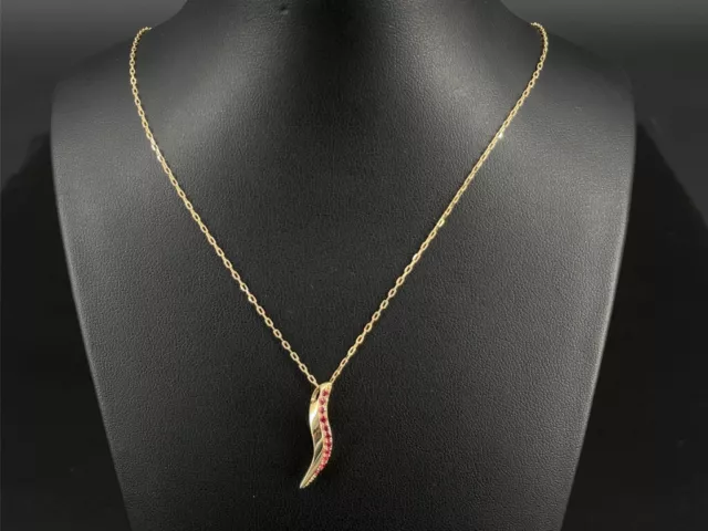 Jewelry Hunting Chain + Pendant 375/- Yellow Gold With Spinel Red