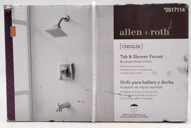 allen + roth Chesler Brushed Nickel Single Function Square Bathtub/Shower Faucet