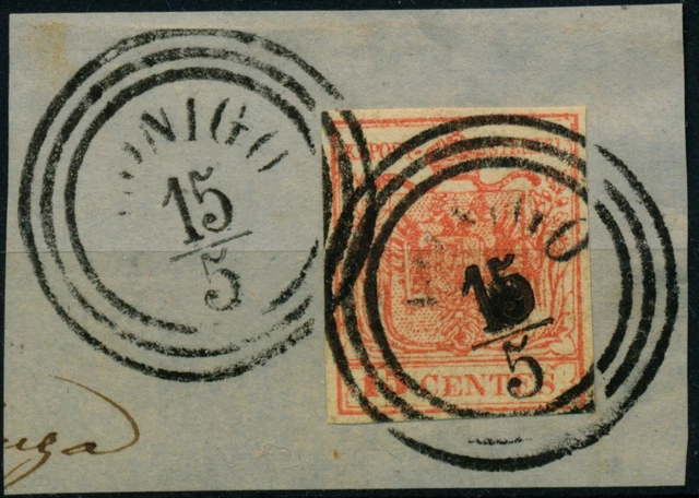 LOMBARDEI-VENETIEN 1850 15C, MP, Type III. LONIGO. Attraktiv!