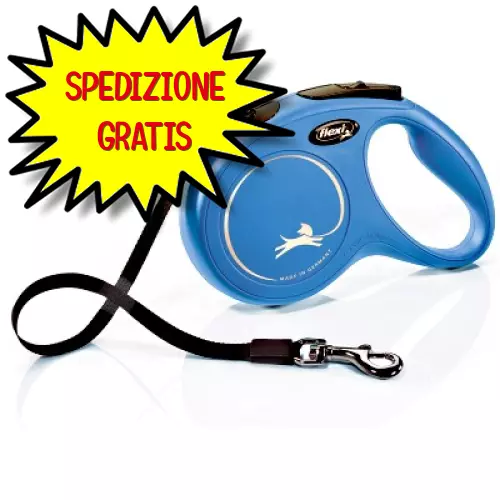 Guinzaglio Flexi New Classic Tg S Con Fettuccia 5 Mt Blu