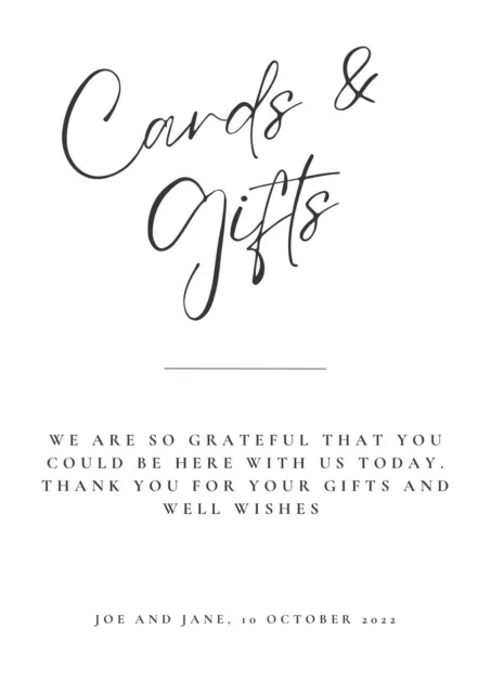Personalised Wedding Cards and Gifts Modern Minimalist Sign - digital download