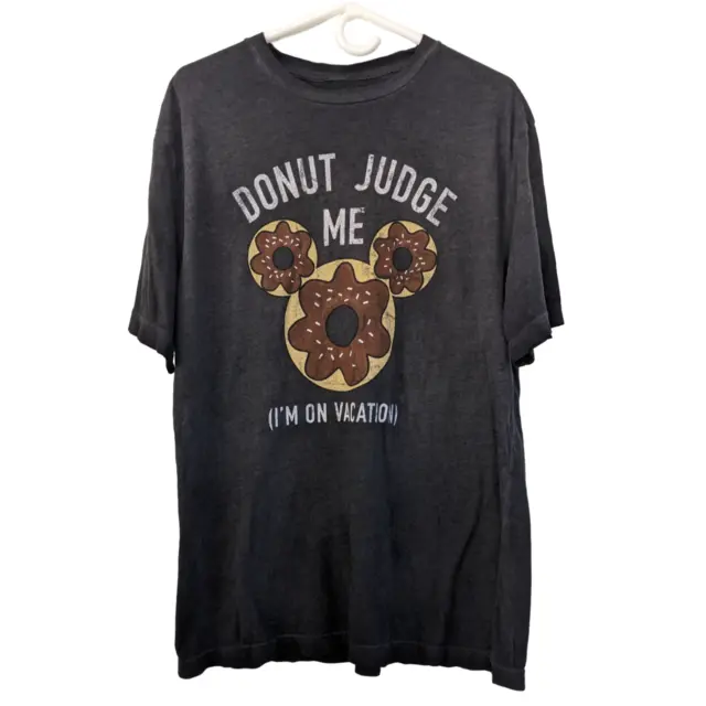 Disney Vacation T-shirt Medium Unisex Gray Donut Judge Me Mouse Ears