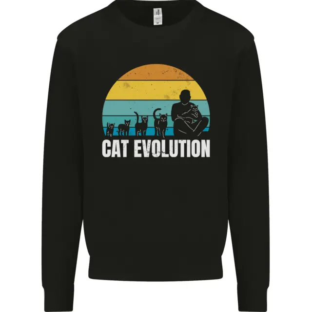 The Evolution of Cats Funny Crazy Lady Man Kids Sweatshirt Jumper