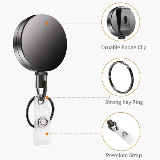 Luxury quality Retractable Pull Badge Reel Zinc Alloy metal ID Lanyard Key R Q❤