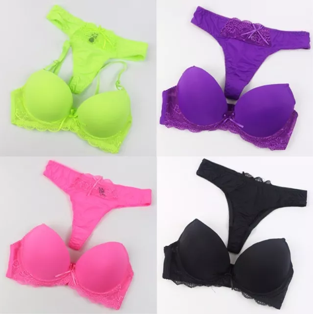 UK SIZE WOMENS Sexy Lace Push Up Plunge Bra Set Lingerie Underwear 346840  ABC £7.19 - PicClick UK