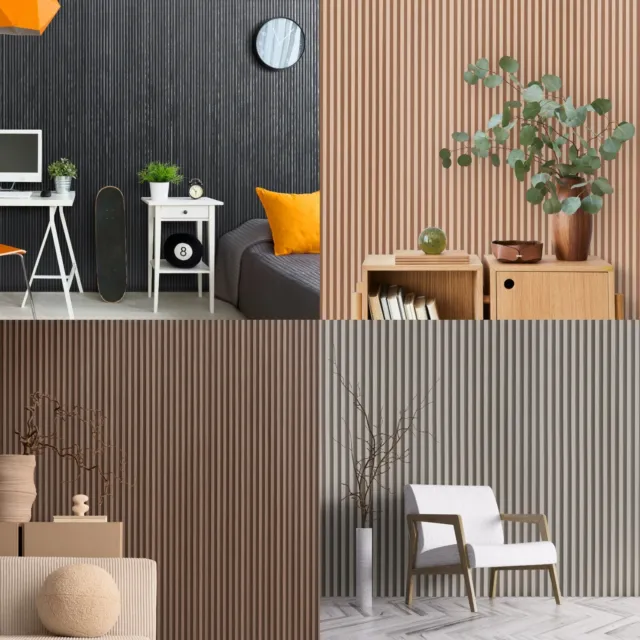 Decorative Slat Wall Panels Modern Design Slatwall Panelling Cladding 15 x 260CM